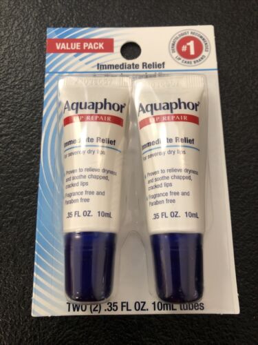 Aquaphor Lip Repair Ointment, Moisturizing Lip Balm Pack, 0.35 oz (2 Pack, NEW)