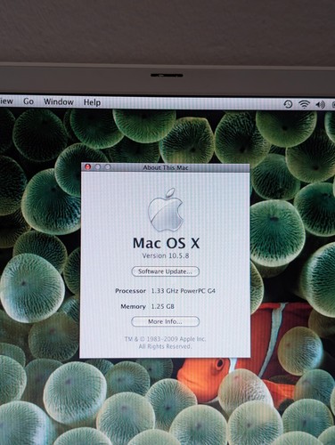 Vintage laptop Apple iBook G4, procesor 1,33 GHz, 1,25 GB RAM, z baterią, ładowarką - Zdjęcie 4 z 15