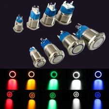 Round 12mm16mm 3V-6V 12V-24V Push Button Power Switch Metal LED Light Waterproof