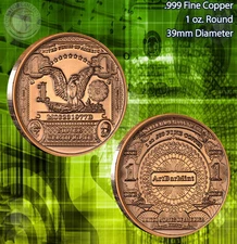 $1 Black Eagle Banknote Copper 1 oz .999 Copper Round
