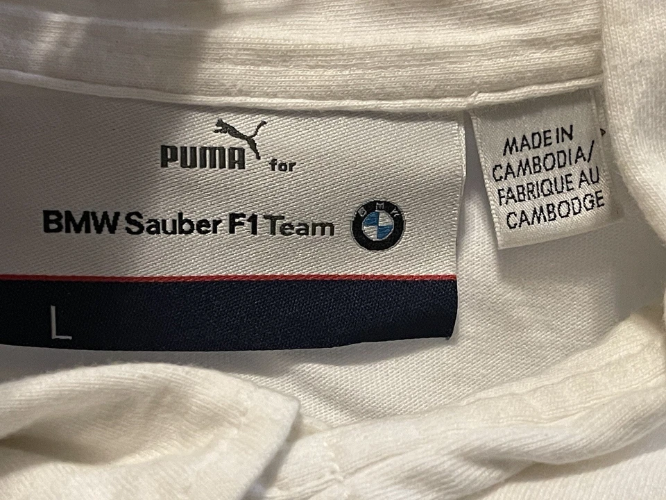 Camisa BMW Sauber F1 Team Fórmula 1 Puma Racing F1 Rara Para Hombre Talla Grande Blanca Foto 3 de 4