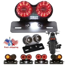Motorcycle 40LED Brake Tail Light Turn Signal License Plate Black For Cafe Racer