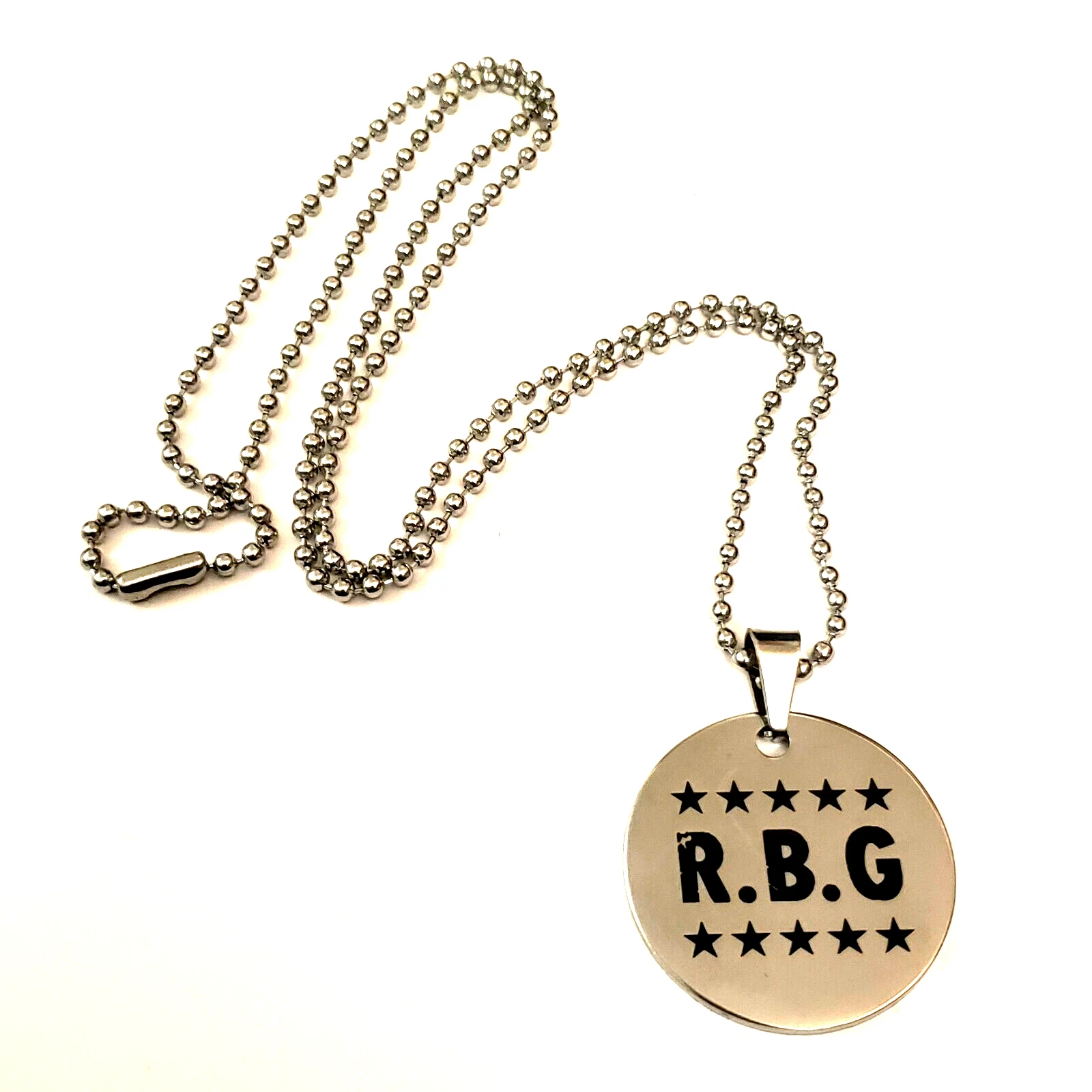 RBG Ruth Bader Ginsberg Round Shaped Pendant Necklace Supreme Court 24 in Chain