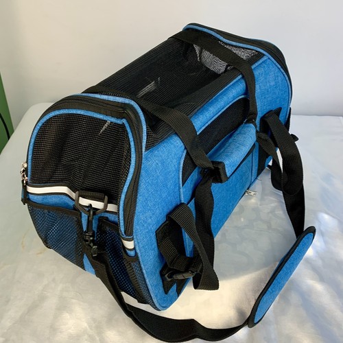 EliteField Dog Cat Crate 3- Door Folding Carrying Soft 17" L x 11" H x 9” Blue - Picture 4 of 10