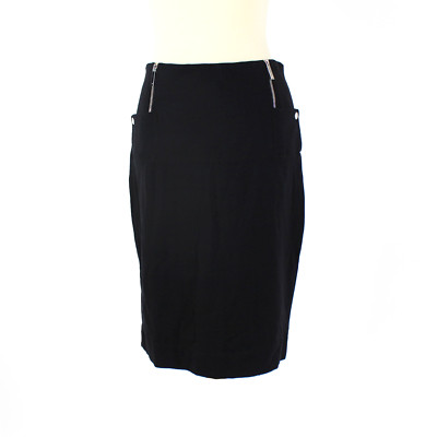 The Row Straight Knit Skirt Black Front Dual Silver Zipper Waist Mini Size M
