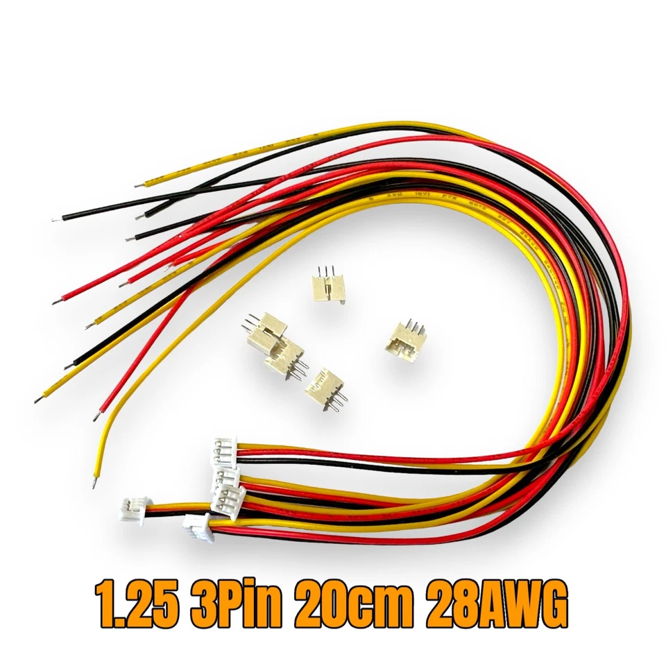 VUNIVERSUM ✅ 3Pin SH 1.25 mm 1,25mm Micro JST Stecker inkl. 20cm Kabel 28AWG + Buchse Lose