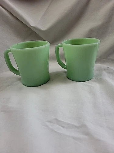 Vintage  2 FIRE KING JADITE JADE-ITE Coffee Mug Cups "D" Handle