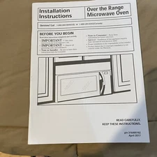 microwave oven - installation manual for over the range option Spanish/English