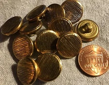 12 Brass Tone Metal Hollow Puffed Metal Buttons 15.5mm Almost 5/8" # 8289