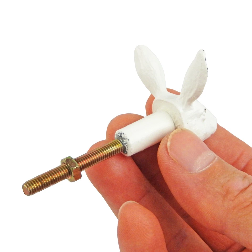 Pequeño tirador de perilla de cajón de gabinete de conejo blanco de hierro fundido estilo antiguo 1,5 pulgadas Foto 3 de 4