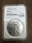 1999 1 oz Silver American Eagle (Brilliant Uncirculated) NGC Ms69