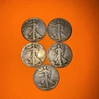 [Lot of 5] Walking Liberty Half Dollar - 90% Silver ALL DIFFERENT DATES