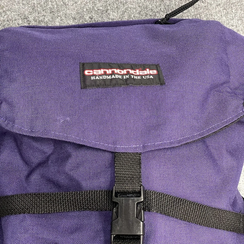 Винтажный рюкзак CANNONDALE ручной работы в США фиолетовый холст коричневая кожа 80-х 90-х - Изображение 2 из 4