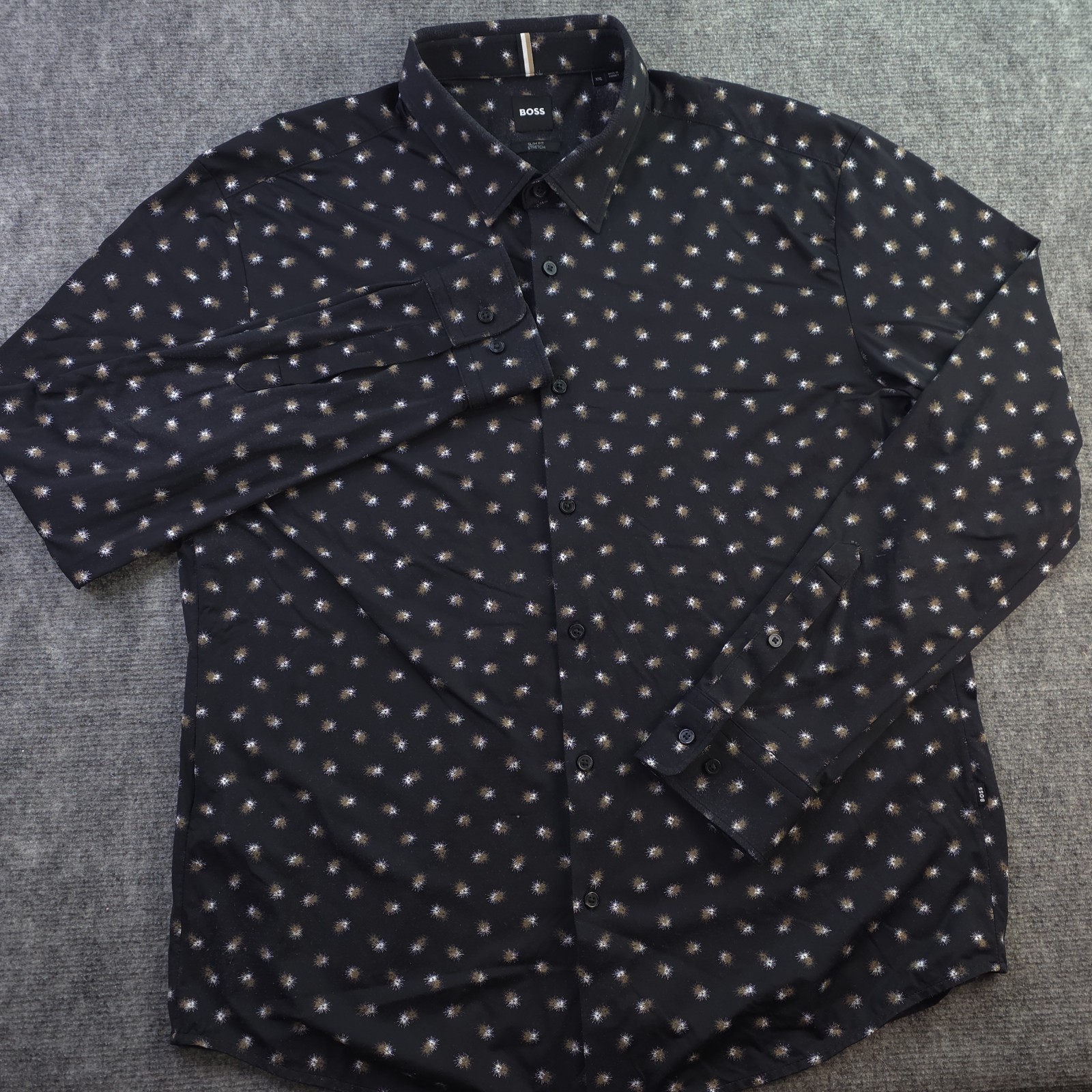 Hugo Boss Shirt 2XL Slim Fit Stretch Long Sleeve Button Up Multicolor Geometric thumbnail 2