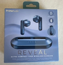 Prime Audio Reveal Bluetooth Ultra Compact Wireless Earbuds Blue Slim Fit