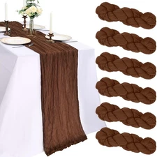 6 Pack 10FT Fall Table Runner Brown Cheesecloth Table Runner 120 Inch Gauze R...