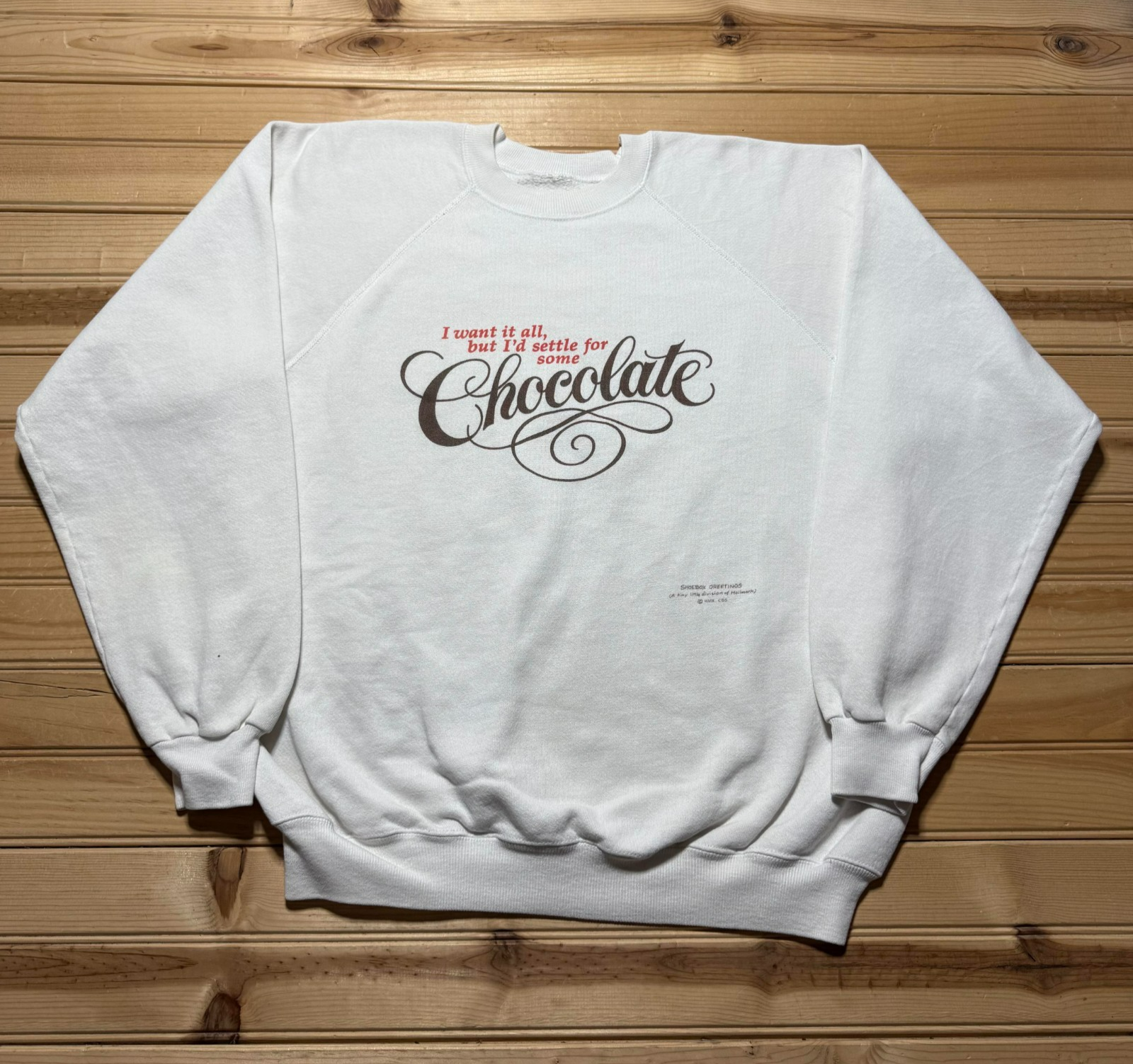Vintage 80s 90s Hallmark Chocolate Lover Novelty Joke Boxy Sweatshirt Size Large