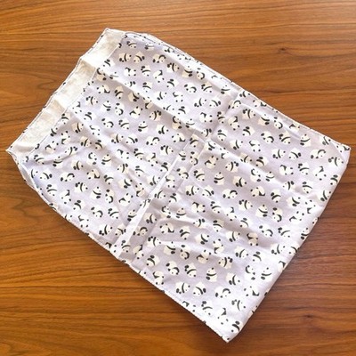 Panda Pattern Cotton Tenugui, Unused, Purple Fabric