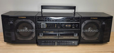 Fisher PH-W803 AM/FM Cassette Boombox Graphic EQ Line In Headphone Jack Black