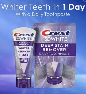 Crest 3D White Brilliance Deep Stain Remover Ultra W Toothpaste Bold Mint 2.1 oz