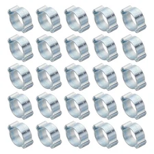 50 Pack 15-18mm Double Ear Hose Clamp Galvanized Steel O Clip Crimp Silver