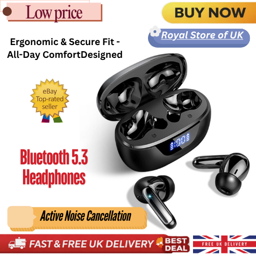 Wireless Earbuds, Bluetooth 5.3 Headphones– Deep Bass & Clear Calls with Noise C