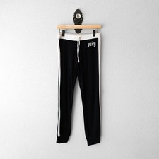 Juicy Couture Velour Jogger Pants Black White Y2K Lounge Athleisure XS