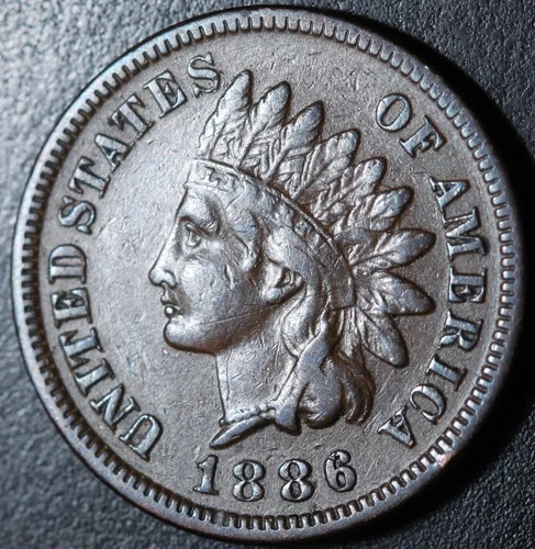 1886 INDIAN HEAD CENT - With LIBERTY - VF VERY FINE - T1 Type 1