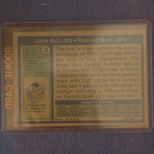Topps 1972 John Riggins Rookie New York Jets #13 NFL Football Card. rookie card picture