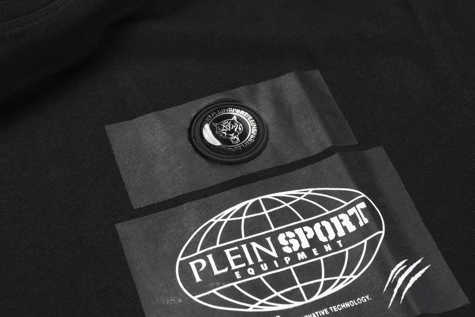 NWT Philip PLEIN SPORT T-SHIRT swim cotton black short sleeve luxury S