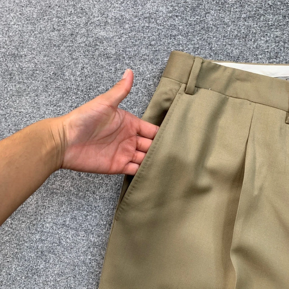 Calça social Canali masculina 38 palha bege plissada reta algemada business - Imagem 3 de 4