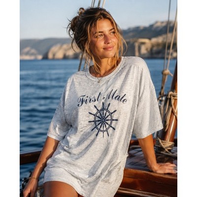 Vintage 90s First Mate Nautical Ship Wheel T-Shirt Dress Made in USA OS