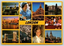 Vintage London Photochrome Postcard with Royal Family & Landmarks