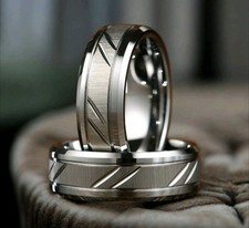 Mens Womens Brushed Stainless Steel Rings 6mm 8mm Silver Band All Sizes