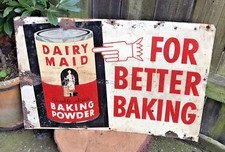 Sign Vintage Dairy Maid tin wall plaque American bakery shop display 1930/40's