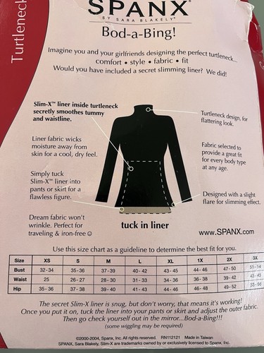 Spanx Bod-A-Bing Turtleneck Top Long Sleeve Slimming Liner Size 2XL White - Picture 5 of 5