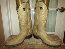 Vintage Acme Cowboy Western Men's 10.5 D Boots Bone Marbled Leather USA MADE
