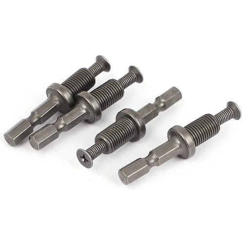 4pcs 1/4" Hex Shank to 3/8"-24UNF Thread Drill Chuck Adapter w Reverse Screw