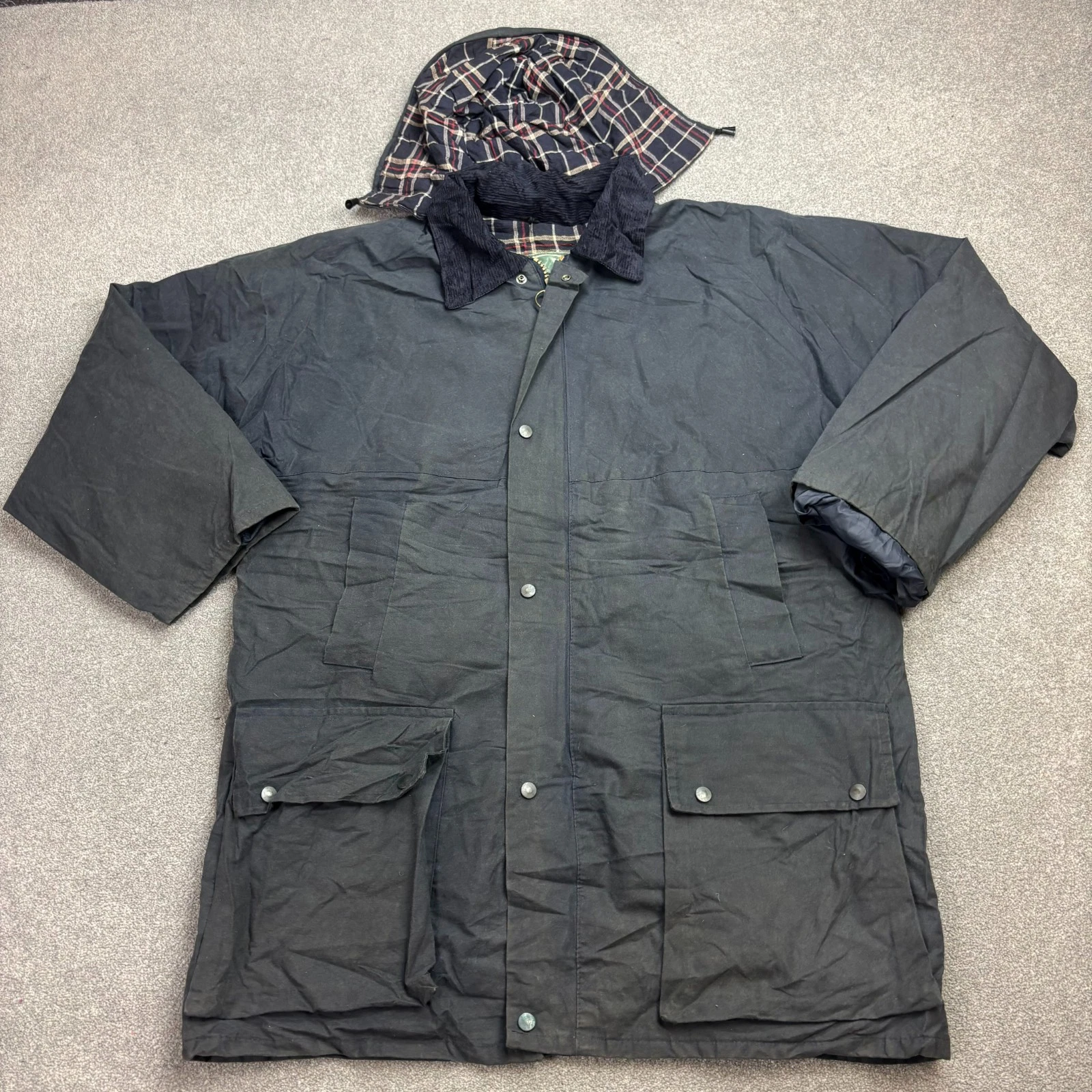 Wax Jacket Adult 2XL XXL Blue Hunting Country Outdoors Waterproof Coat Men*
