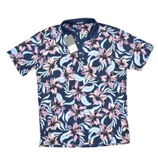 NEW Bad Birdie Men's Core Polo Violet Floral Regular Size M Golf Shirt