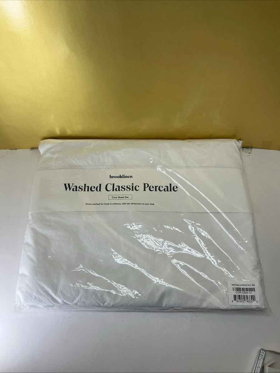 Juego de sábanas Brooklinen Classic Percal Core Twin XL blanco