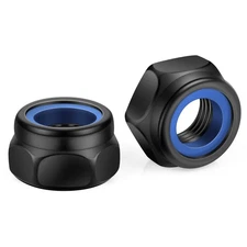 M8-1.25 Nylon Insert Locknuts 50 PCS Standard Metric Thread Self Lock Black