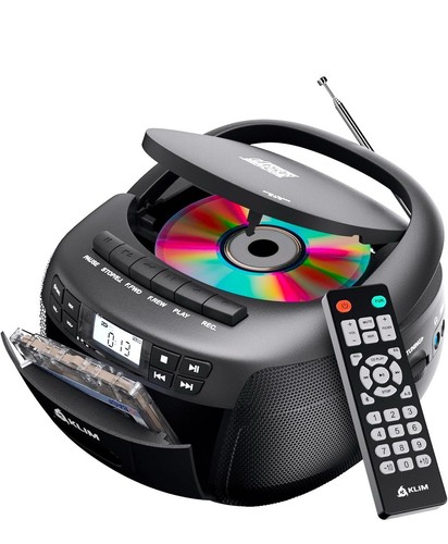 KLIM CD + Cassette Tape Player, Bluetooth CD Ghettoblaster, AM/FM Radio, Stereo Sou... - Bild 1 von 12