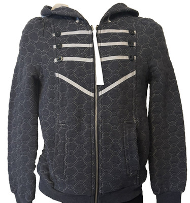 Marc by Marc Jacobs Damen Gr. S grau taupe Jacke Fleecepullover Kapuze Full Zip