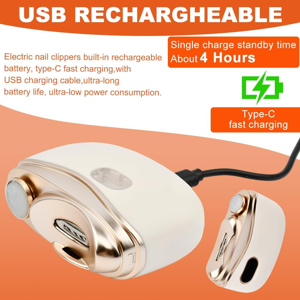 Electric Nail Clipper, 2 in 1 Automatic Nail Trimmer & Polisher, USB Rechargeabl