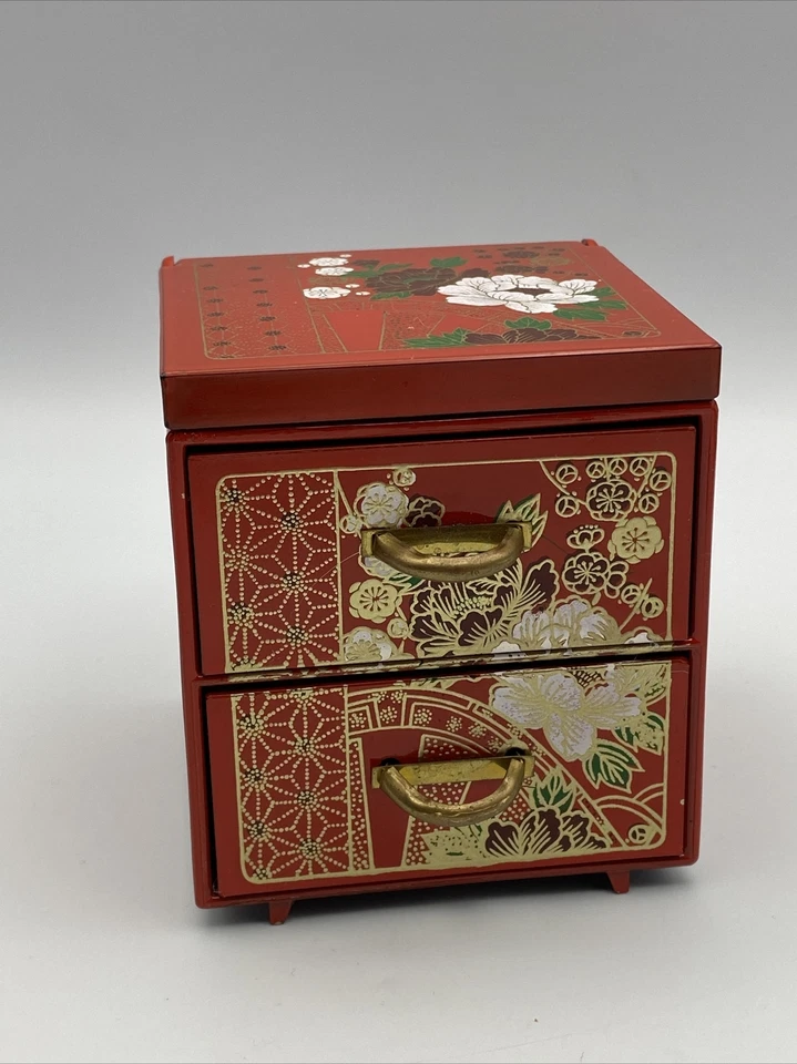 Винтажный японский пластиковый красный лак мини комод туалетный столик с зеркалом - Изображение 2 из 4