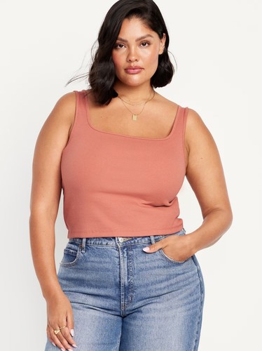 Old Navy Women’s Ultra-Crop Rib-Knit Square Neck Tank Top Plus Size 2X