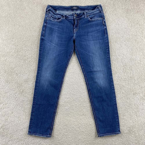 Silver Jeans Womens 34x27 Blue Suki Ankle Slim Mid Rise Cotton Blend Stretch