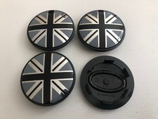 4 pcs UK Flag Fit Land Rover Union Jack Alloy Wheel Centre Caps 63mm Black Grey