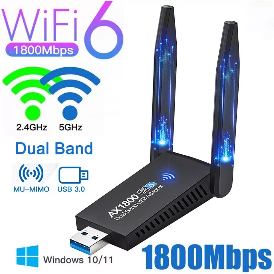 WLAN Stick USB 3.0 Adapter WiFi 6 AC 1800Mbps Bluetooth Dongle Dual Band 5GHz PC - Bild 2 von 4